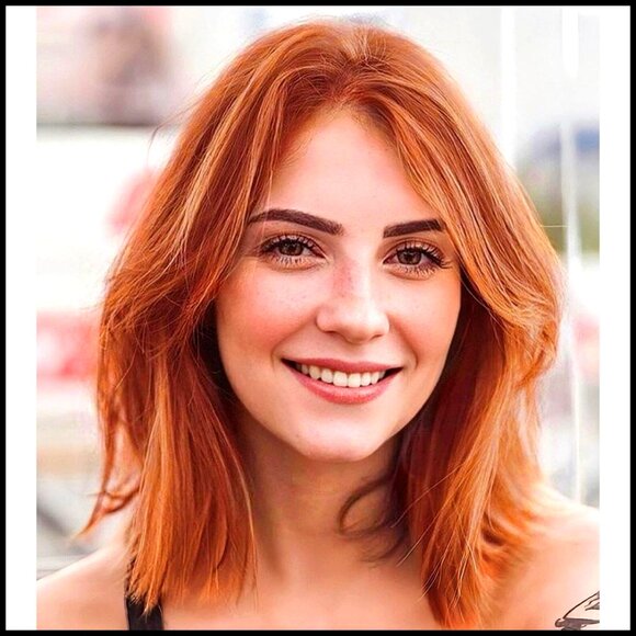 Synthetic Wig with Curtain Bangs Shoulder Length Heat Resistant Daily Use main image 7